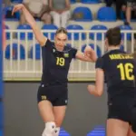 Анна Артишук у матчі чемпіонату Європи-2026 з волейболу